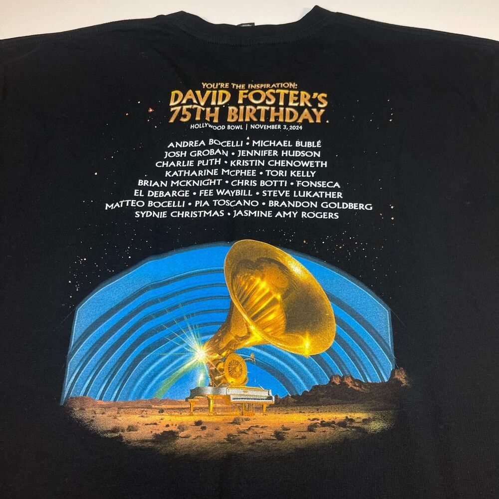 DAVID FOSTER 75th Brithday Concert T Shirt XL Andrea Bocelli Kristen Chenoweth